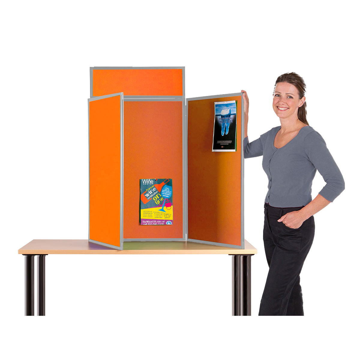 Portrait Table Top Folding Display System with Plastic Grey Frame Portrait Table Top Folding Display System with Plastic Grey Frame