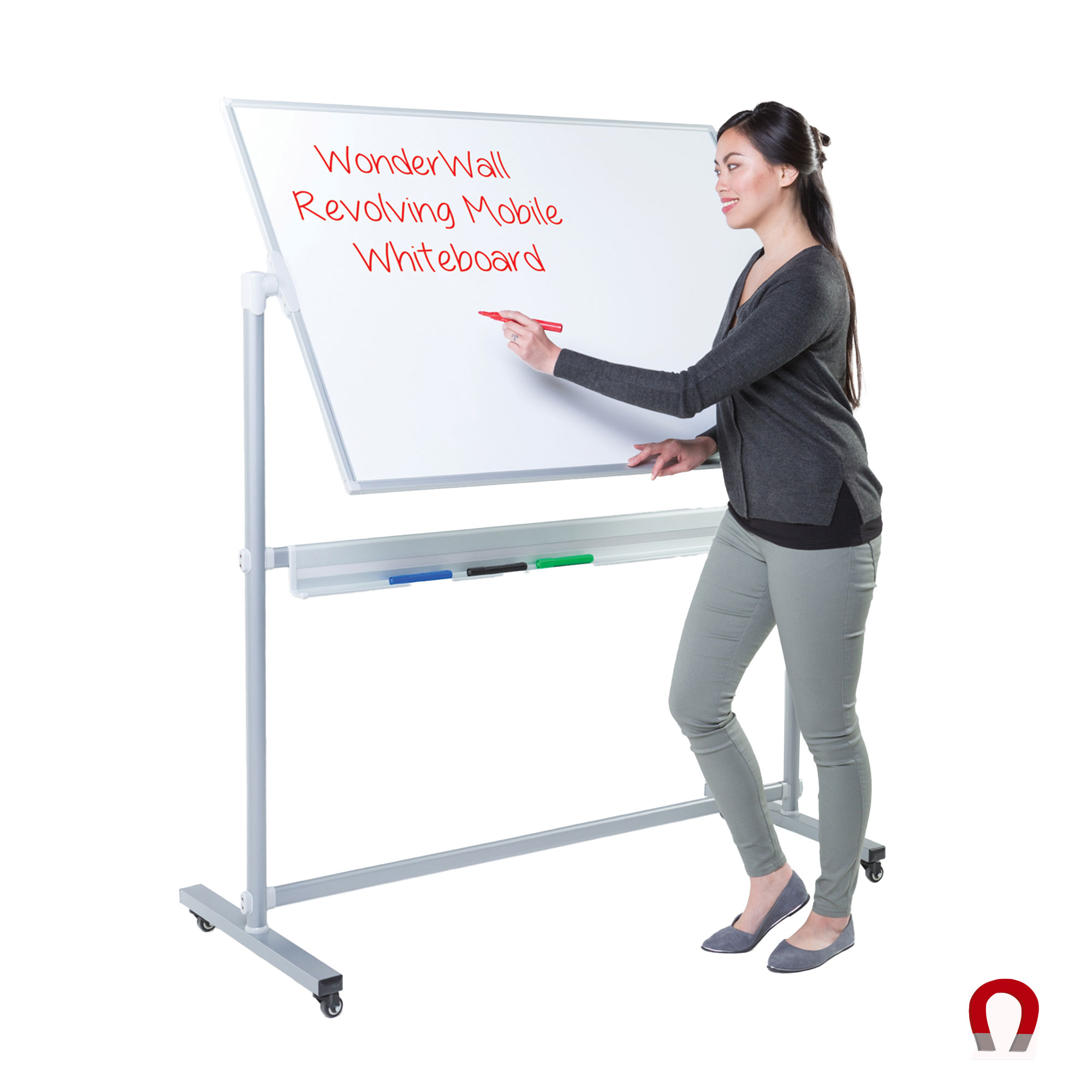 Double-Sided Magnetic Revolving Mobile Whiteboard Double-Sided Magnetic Revolving Mobile Whiteboard