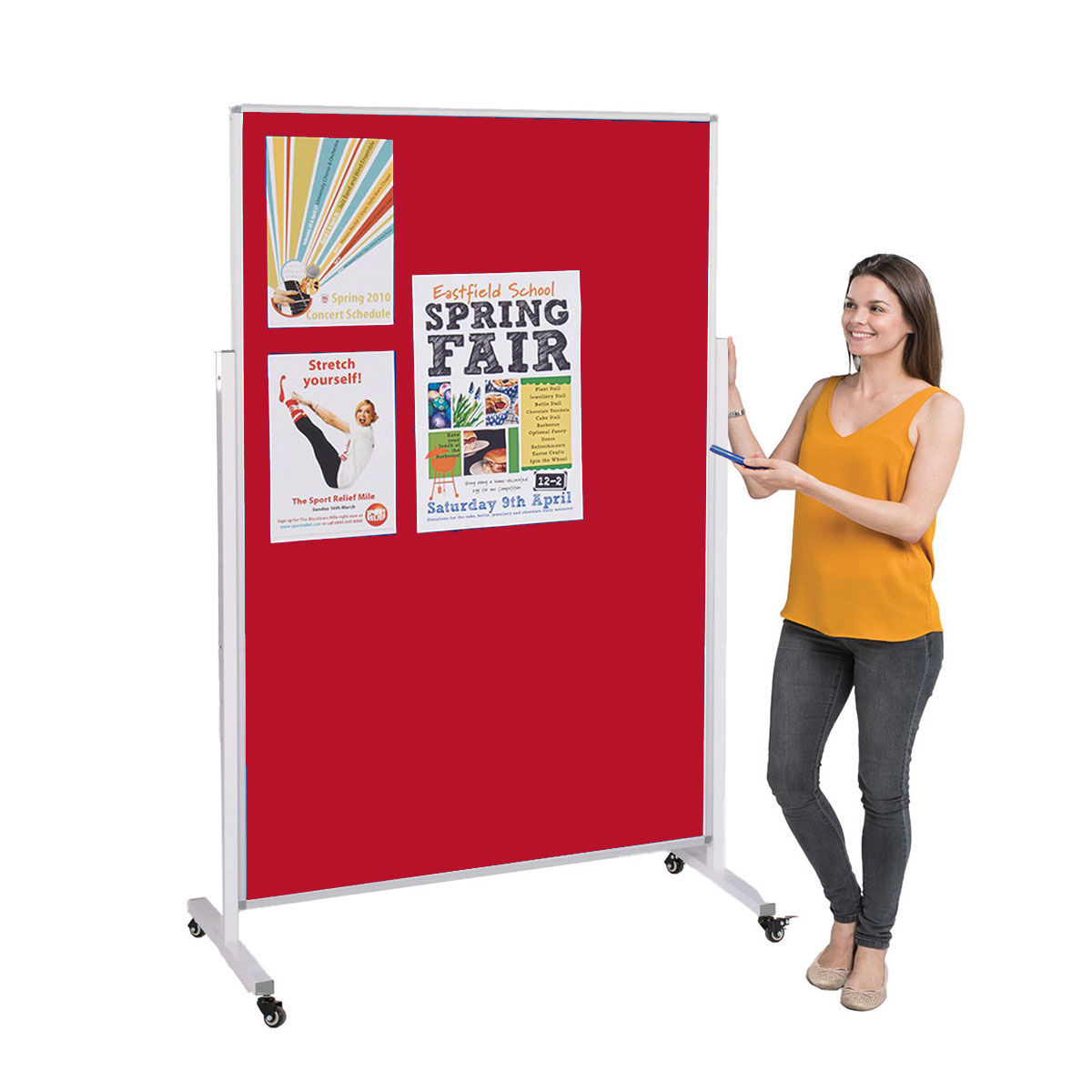 Mobile Height-adjustable Felt Noticeboards with 3 Height Adjustments