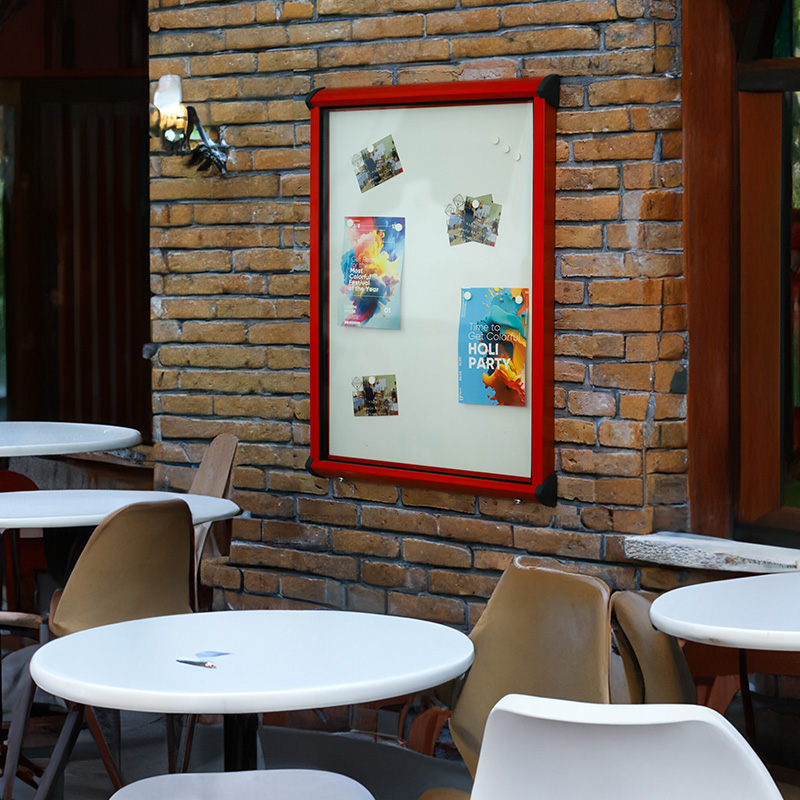 Outdoor Lockable Magnetic Whiteboard with Coloured Frame