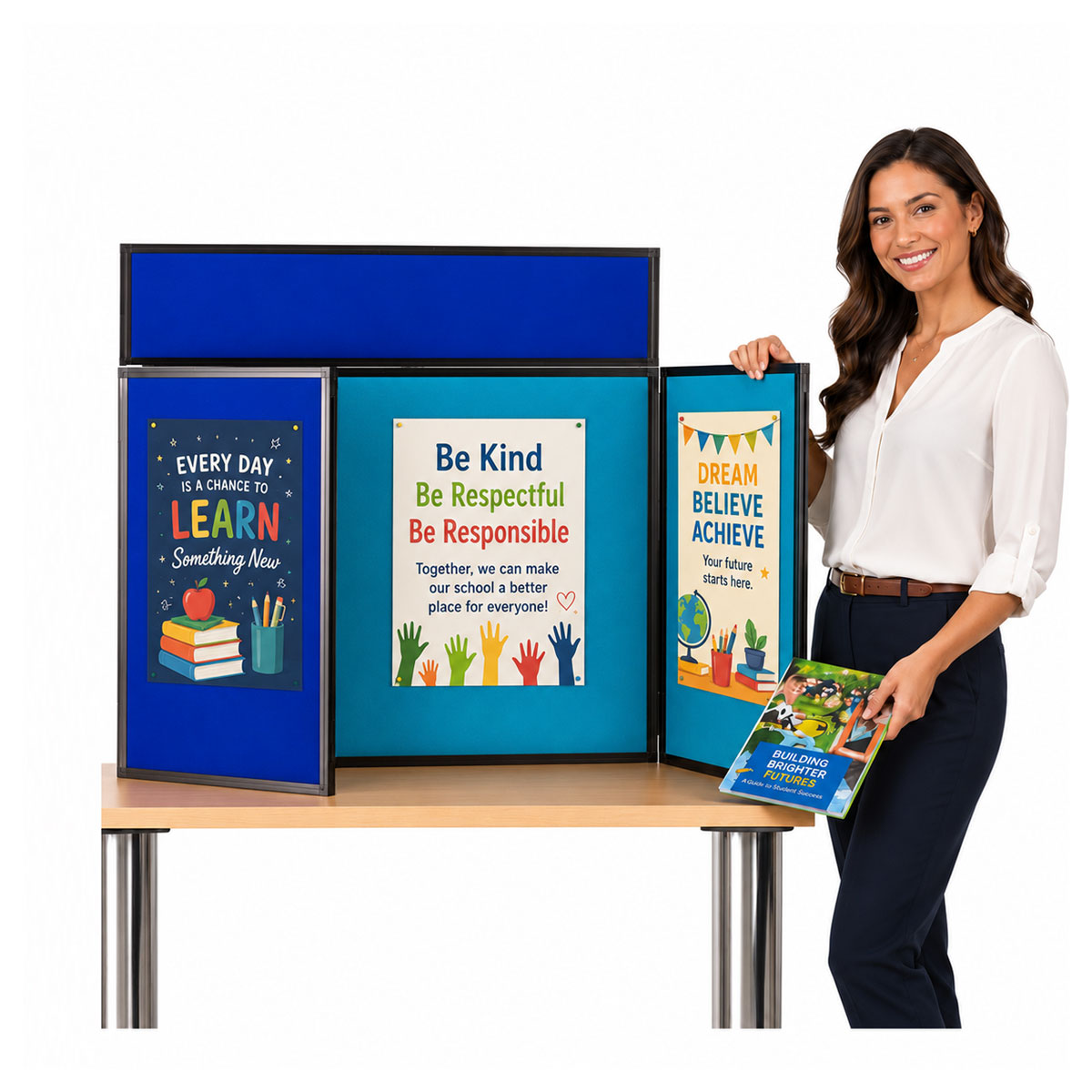 Dual Coloured Landscape Tabletop Folding Display Kit  - Plastic Frame