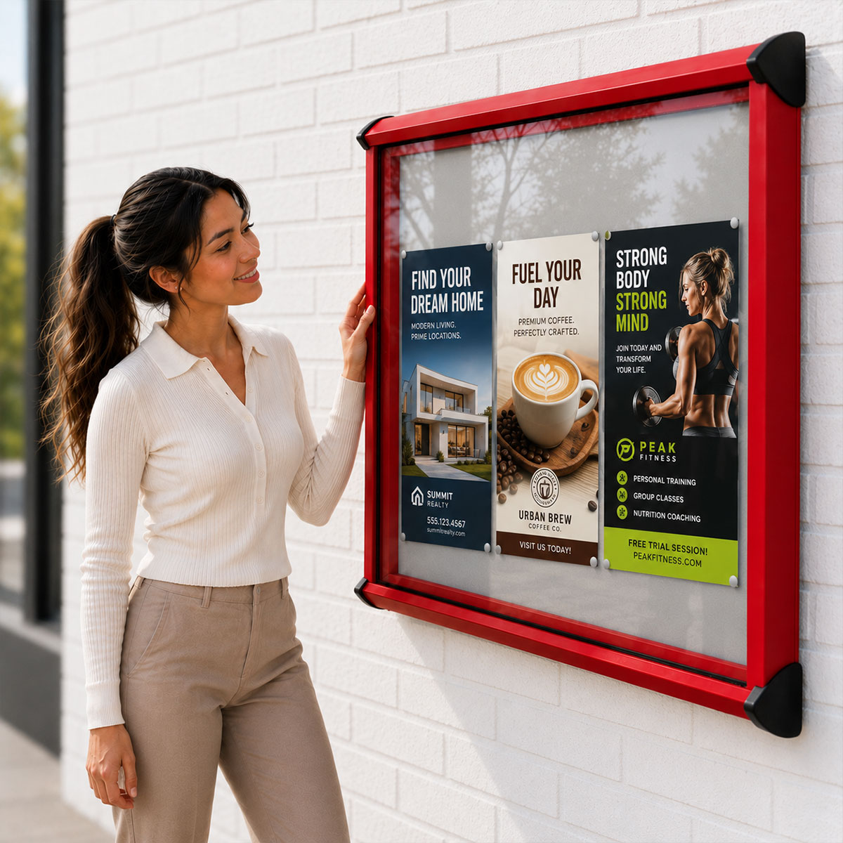 Outdoor Lockable Noticeboard with Powder Coated Coloured Frame