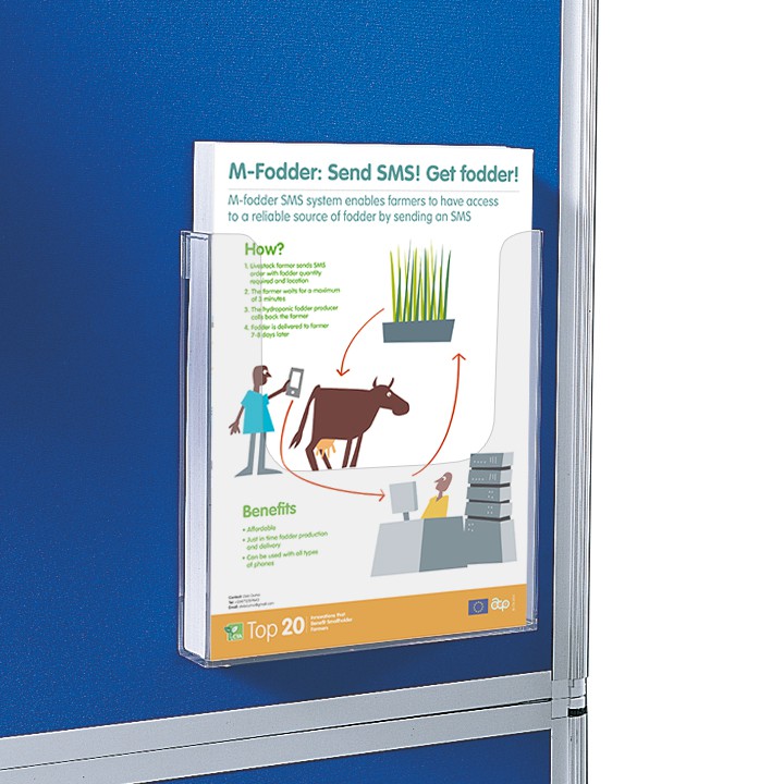 Acrylic 1/3 A4 Leaflet Holder with adhesive hook fasteners