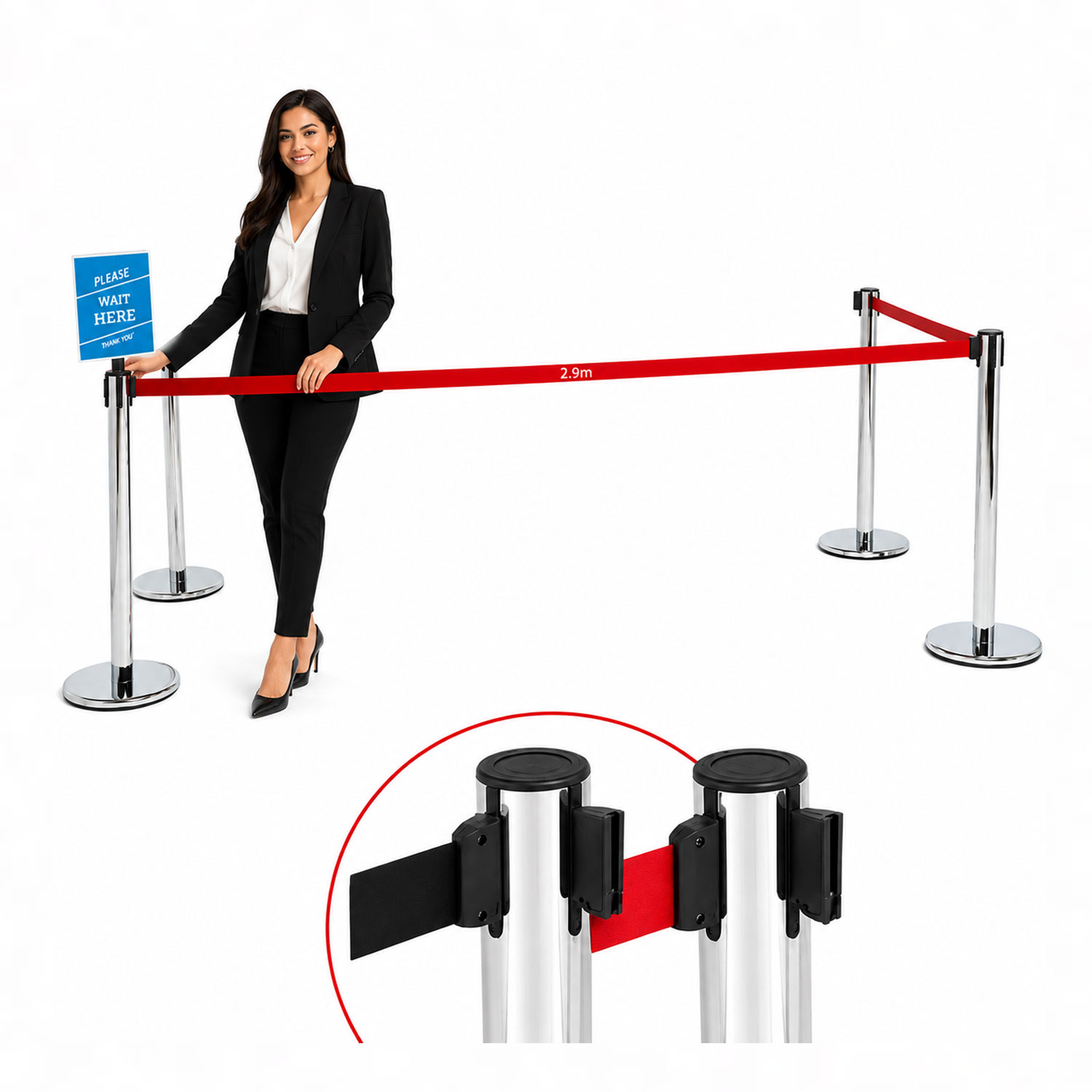 Barrier System with 2.9m Retractable Belt