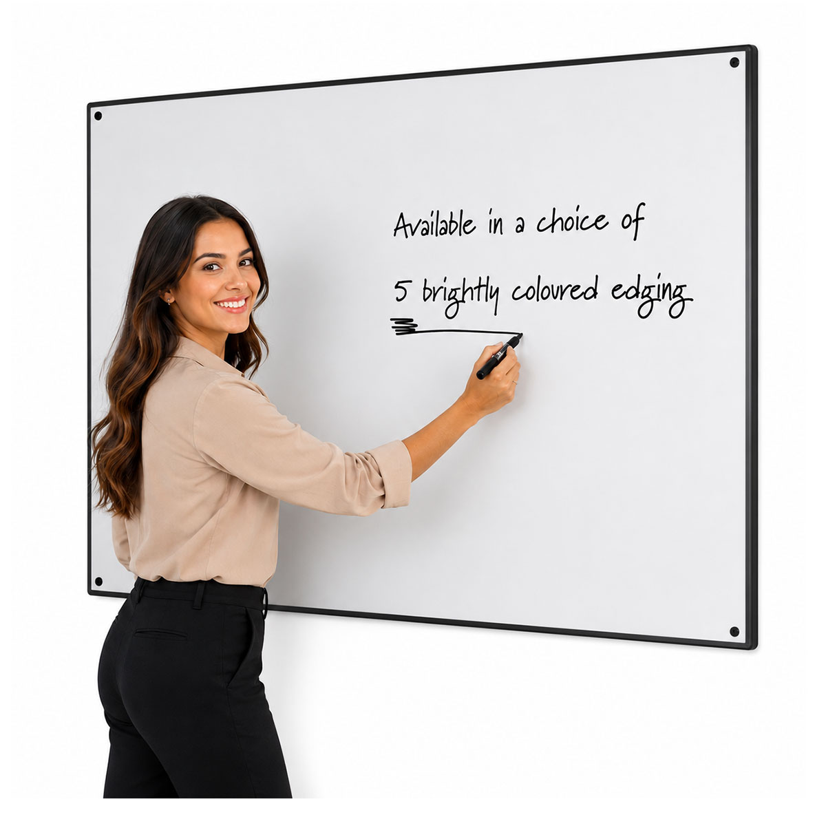 Write-on ®  Non - Magnetic Whiteboard Wall - Colour Edge