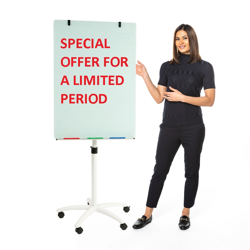 A1 Mobile Flip Chart Easel Aluminium Frame Magnetic White Board