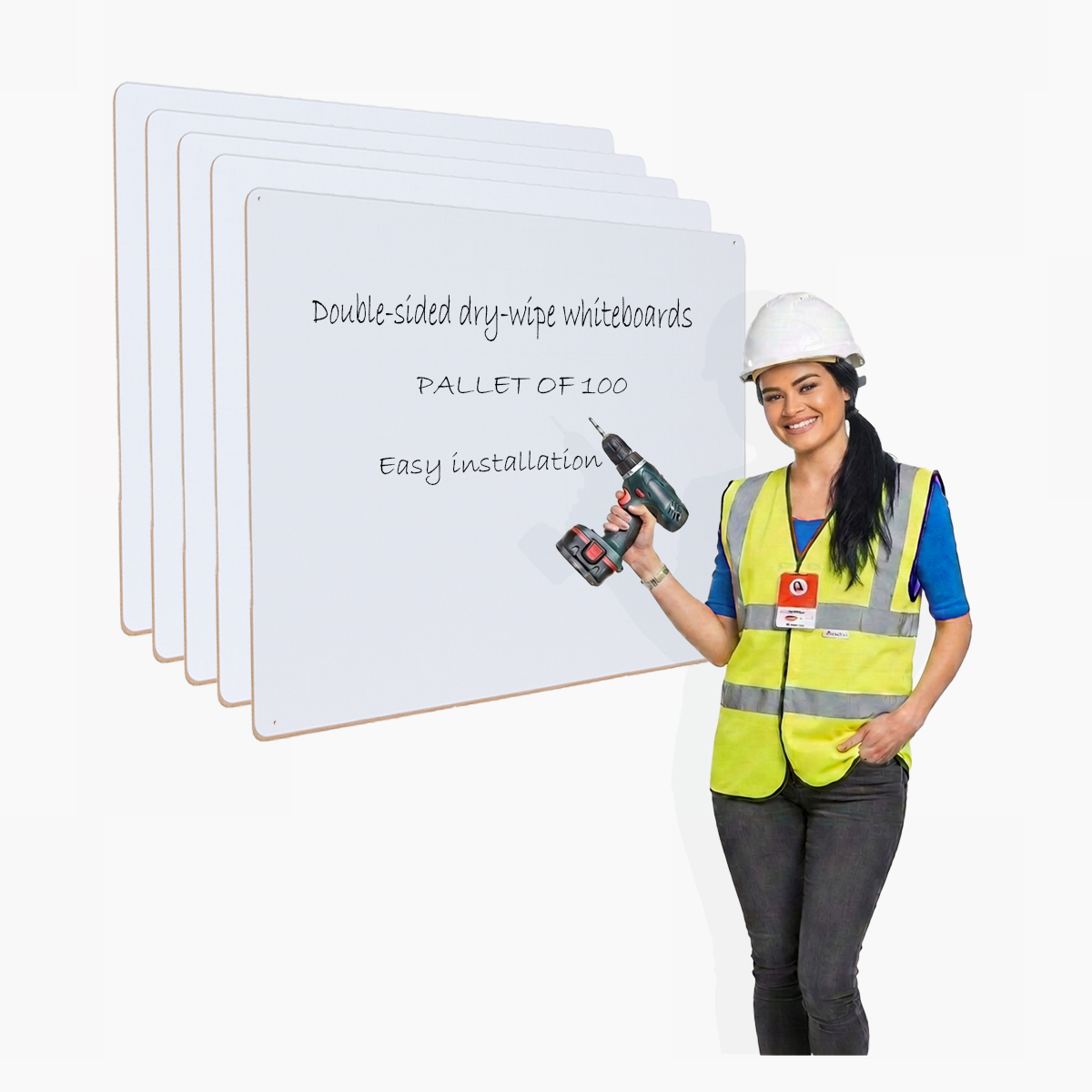 Industrial Packs of Unframed Whiteboards for Factory and Multiple Applications 