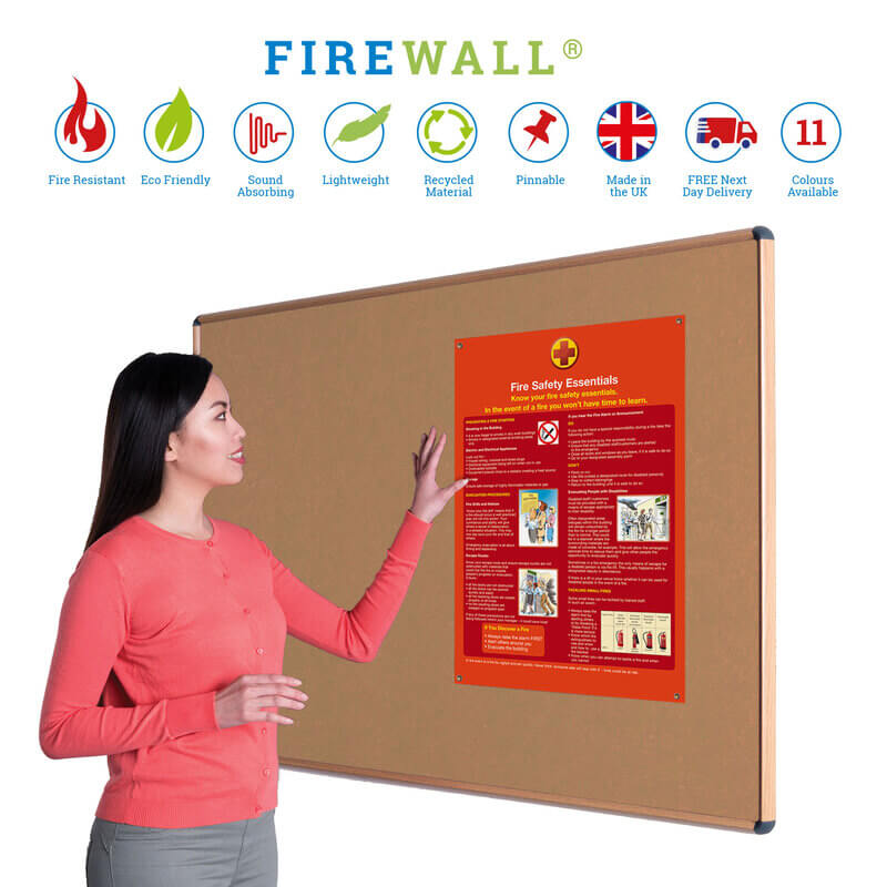 Firewall® Premier Noticeboard with Wood Effect Frame Firewall® Premier Noticeboard with Wood Effect Frame