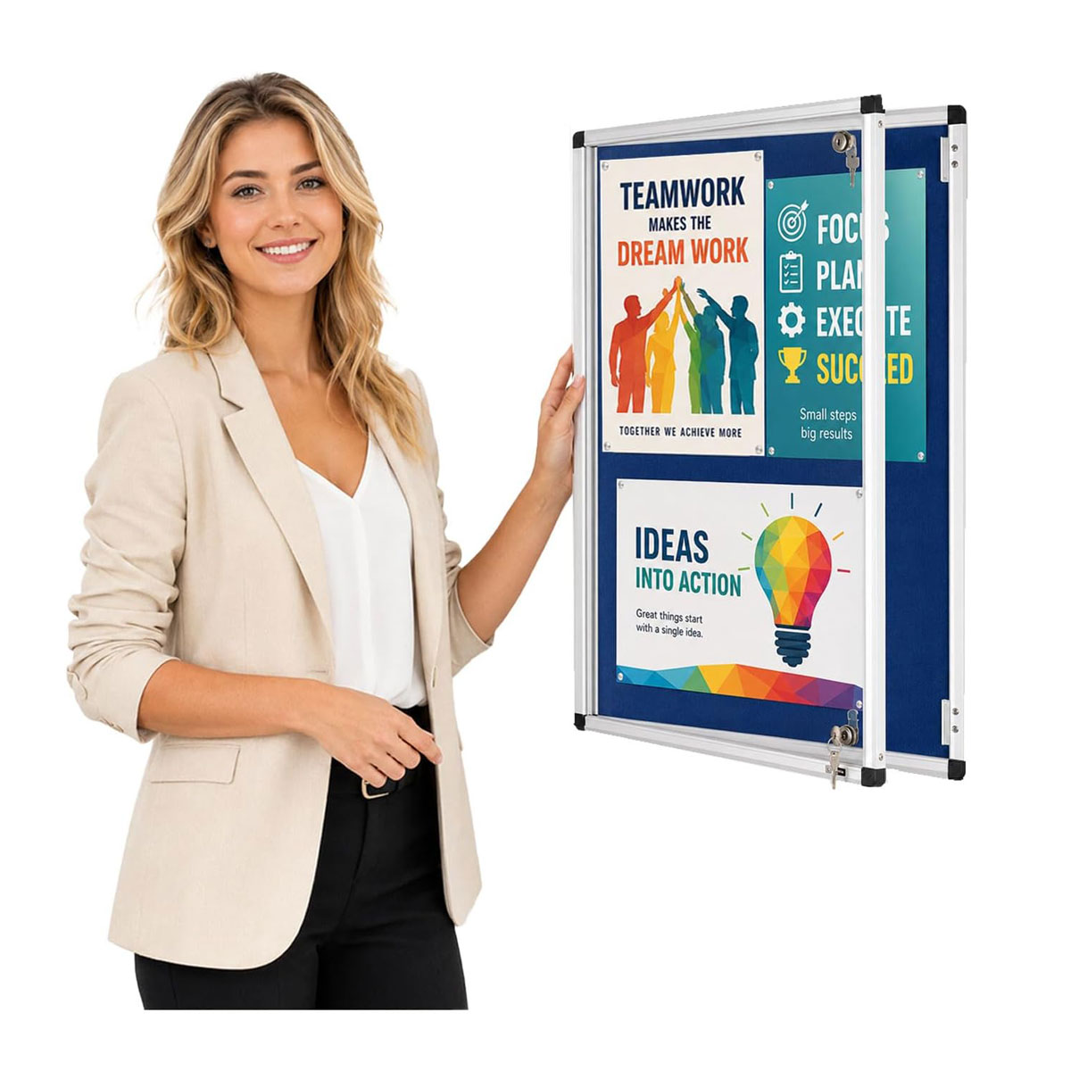 Firewall® Tamperproof Lockable Noticeboard  to Take 4 or 9 A4 Portrait Notices 