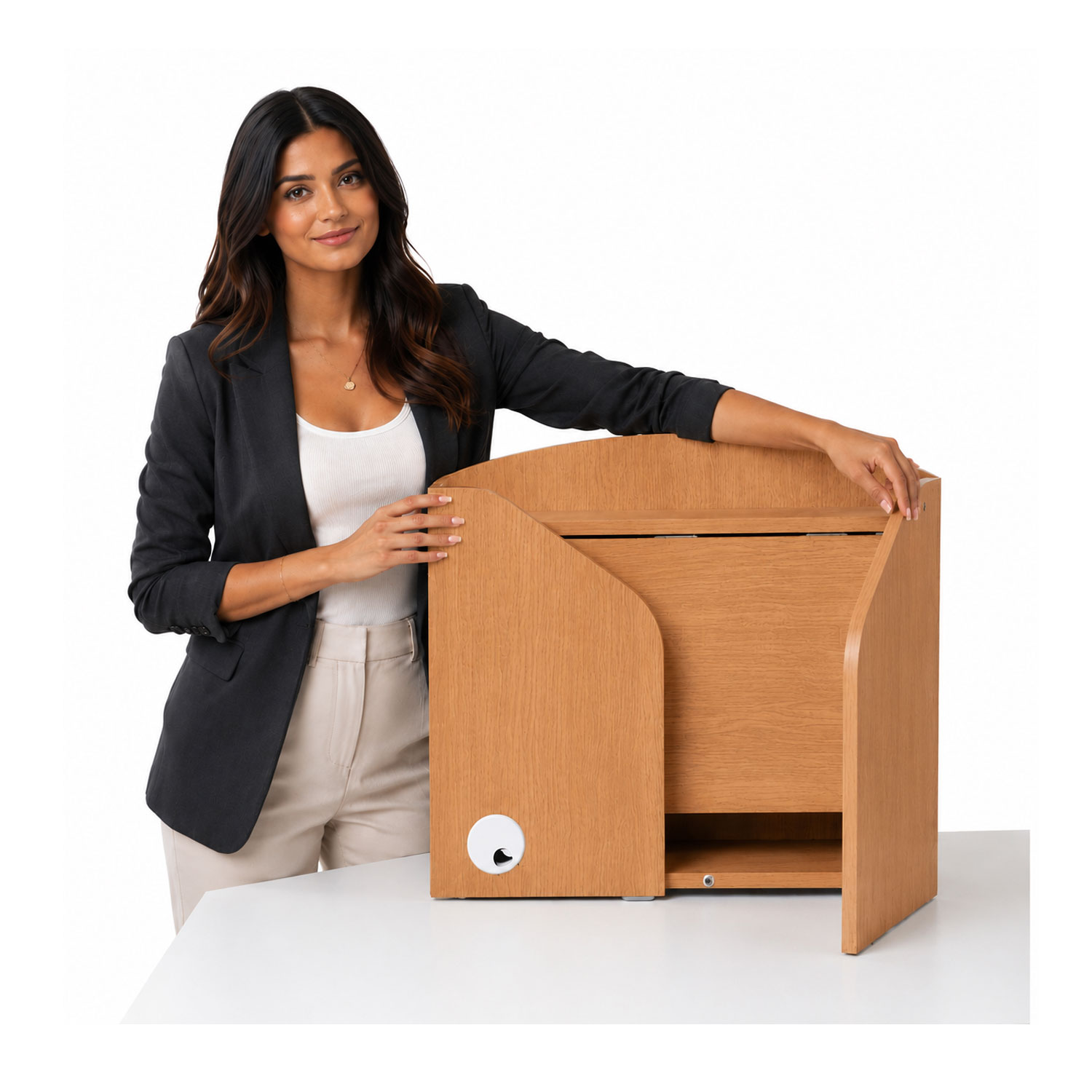 Fold Away Tabletop Lectern - Oak Finish