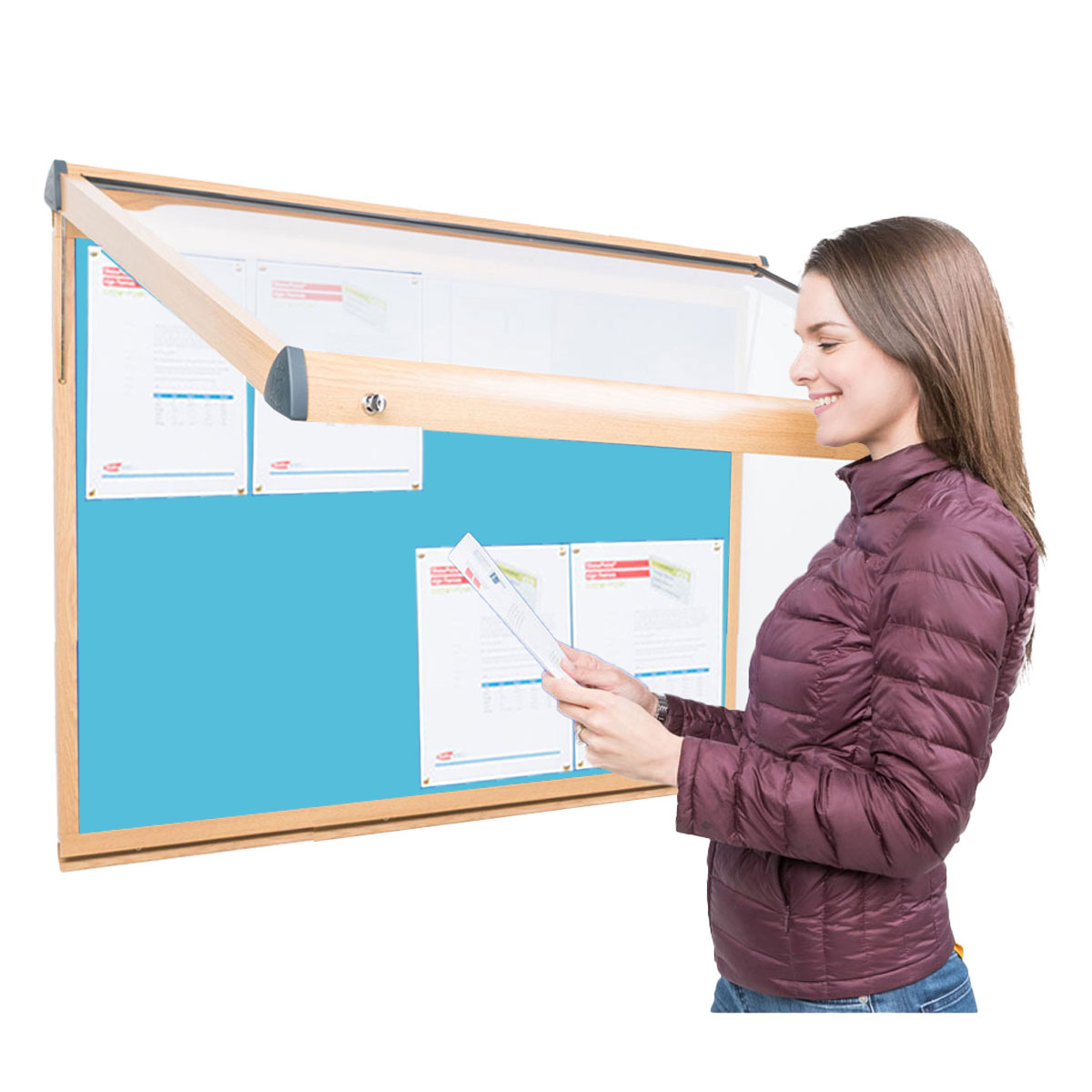 Outdoor Lockable Noticeboard with Wood Effect Frame