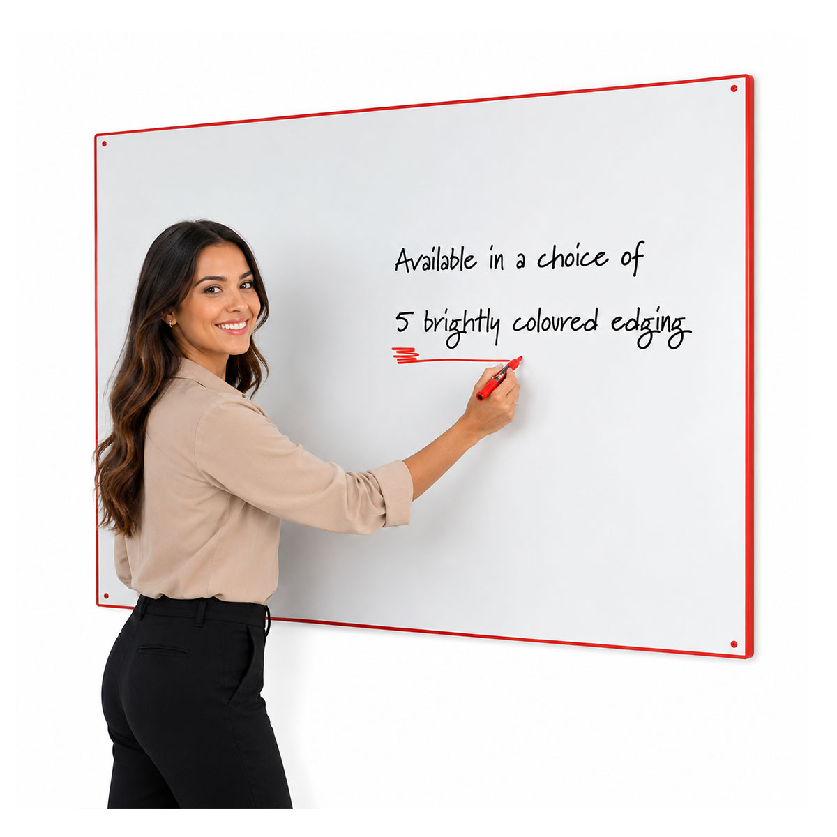 Write-on ®  Non - Magnetic Whiteboard Wall - Colour Edge