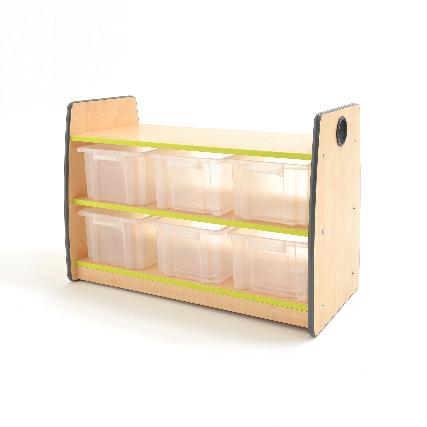 Double Shelf Unit Lime/Grey Edging With Clear Trays 