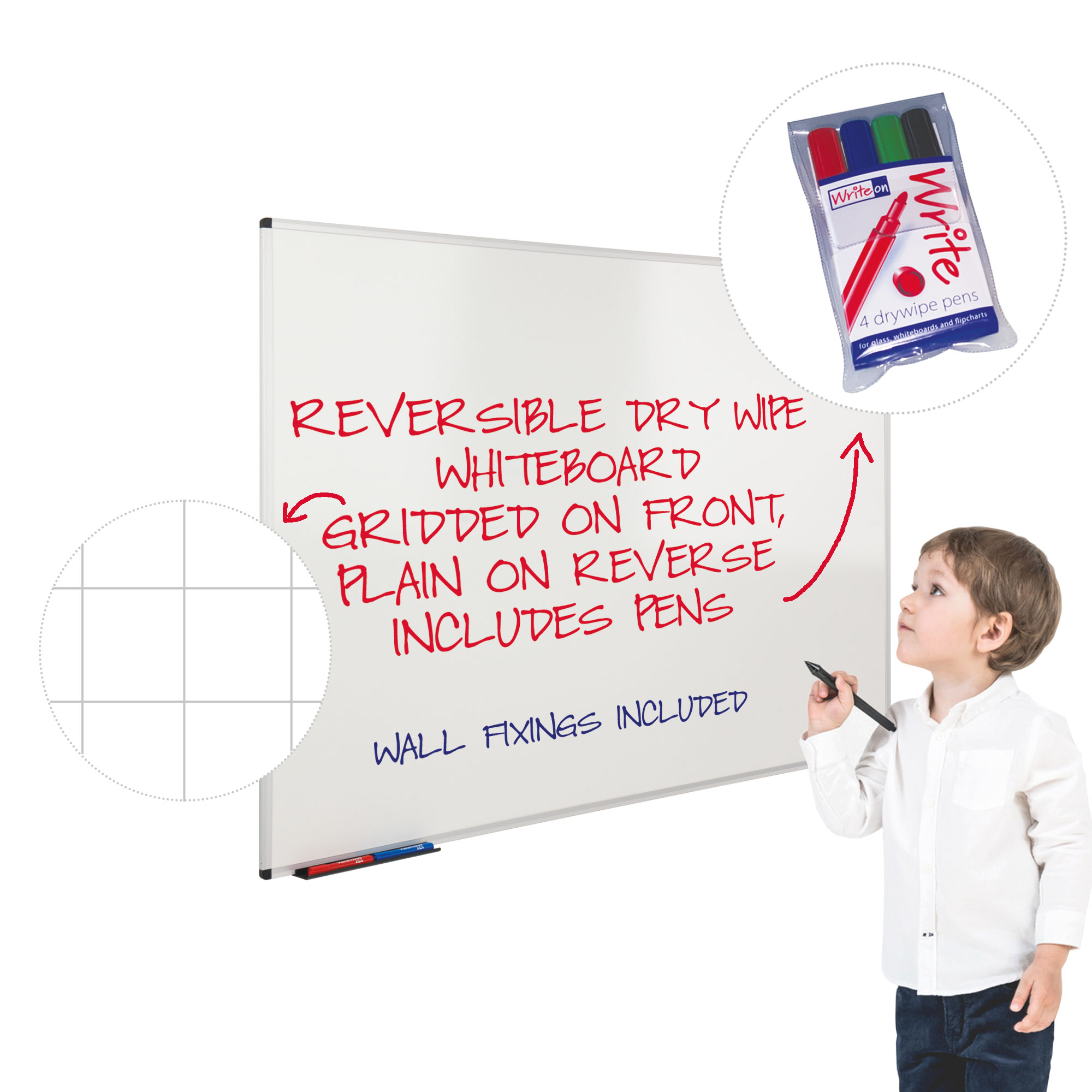 Home School Whiteboard and Markers Wonderwall Products Ltd