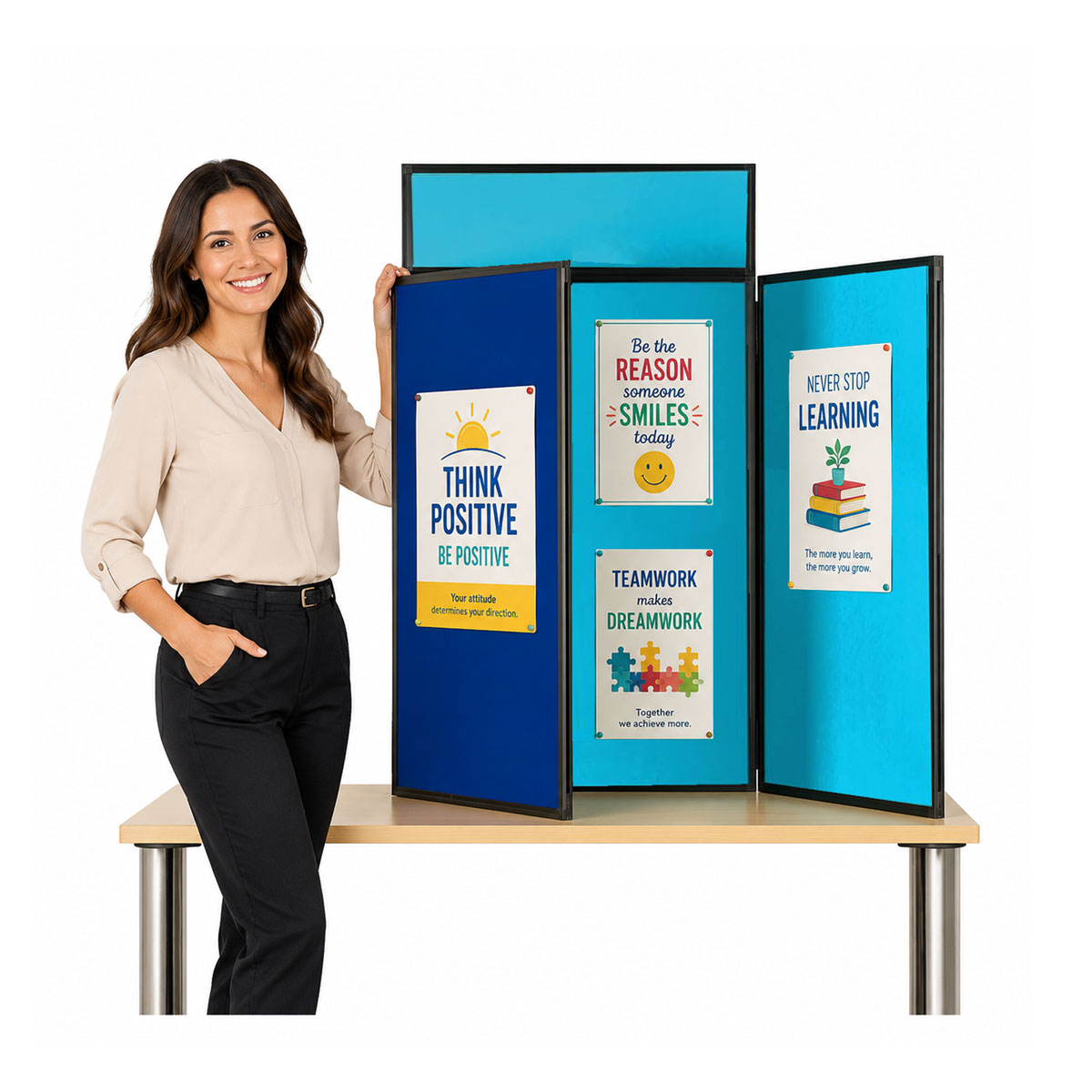 Dual Coloured Portrait Tabletop Folding Display Kit 