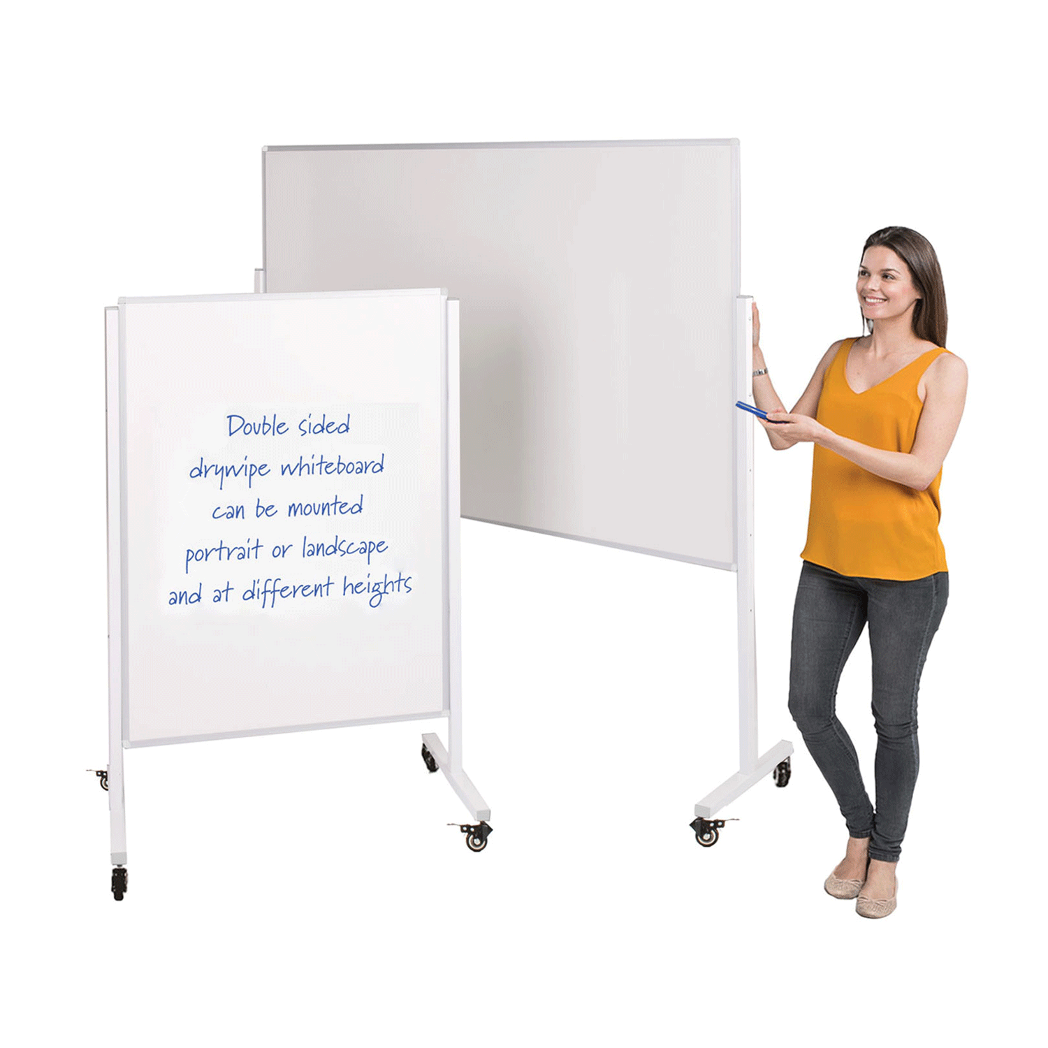 Height-adjustable Mobile Magnetic Whiteboards  Height-adjustable Mobile Magnetic Whiteboards