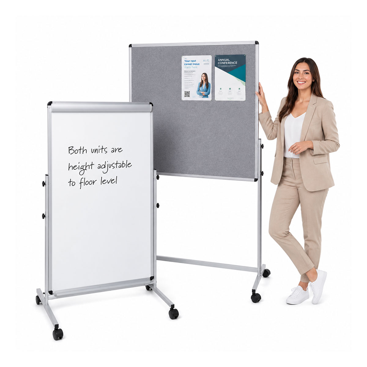 Mobile Combination Notice Board / Whiteboard Flipchart Easel
