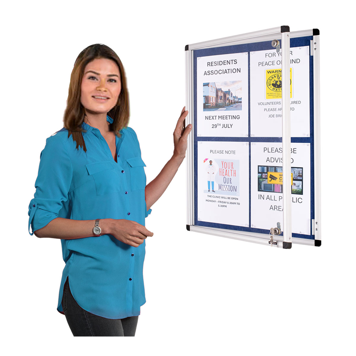 Firewall® Tamperproof Lockable Noticeboard  to Take 4 or 9 A4 Portrait Notices 