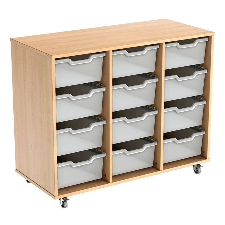 Triple Column Deep Tray Storage Unit | 12 Deep Trays | White | Without ...